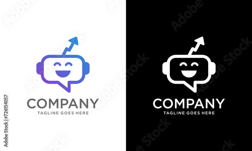 Creative Chat Bot logo design concept. Virtual smart assistant Bot icon. Robot head with speech bubble. Customer support service Chat Bot. Vector illustration