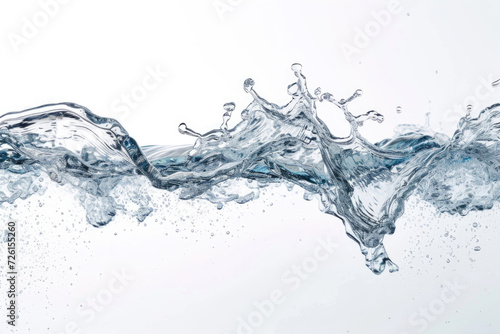 An isolated water wave on a pristine white background