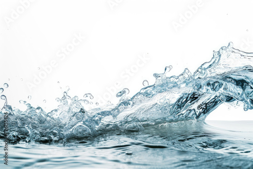 An isolated water wave on a pristine white background