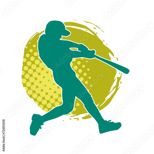Silhouette of a male baseball batter player in action pose. Silhouette of a man athlete playing baseball sport as a batter.