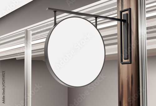 wall sign board mockup circular square advertisement banner store sign