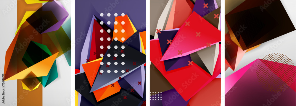 Trendy low poly 3d triangle shapes and other geometric elements background designs for wallpaper, business card, cover, poster, banner, brochure, header, website Trendy low poly 3d triangle shapes and other geometric elements background designs for wallpaper, business card, cover, poster, banner, brochure, header, website