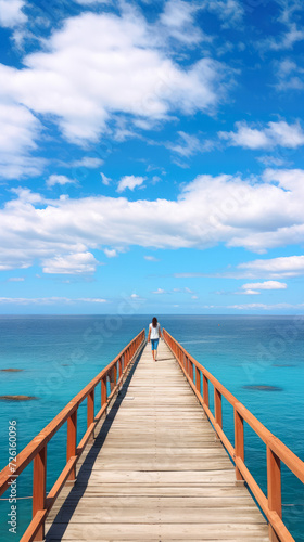 Ocean Views, Blue sky, Symmetry, Wanderlust, Pier, Solo traveler