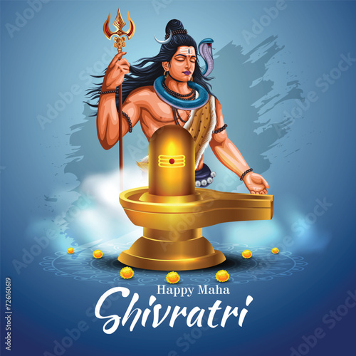 happy maha Shivratri with shiv ling, a Hindu festival celebrated of lord shiva night, english calligraphy. abstract vector illustration design