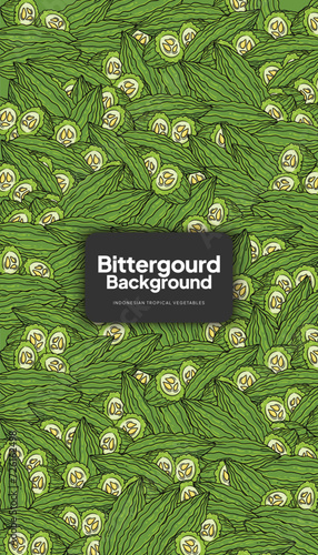 Bitter Gourd illustration, tropical vegetable background design template