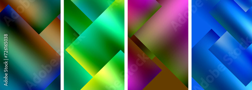 Colorful metal square abstract poster backgrounds