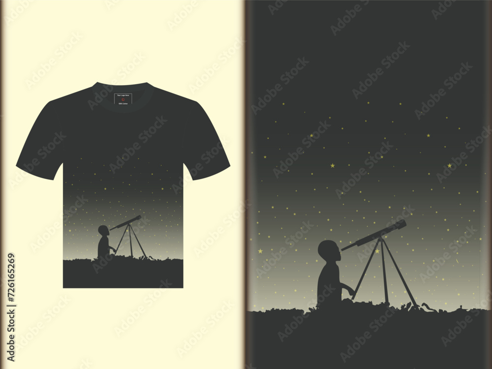 Fototapeta premium silhouette of a person star and binocular t-shirt design
