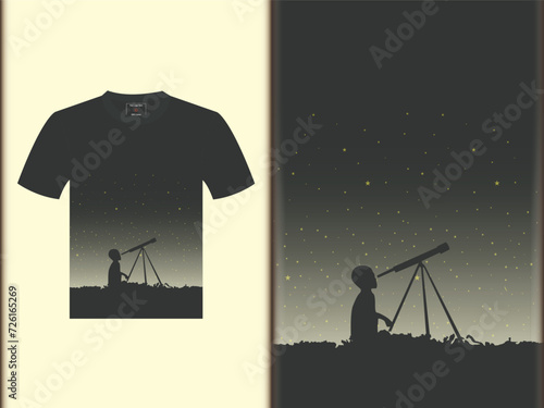 silhouette of a person star and binocular t-shirt design