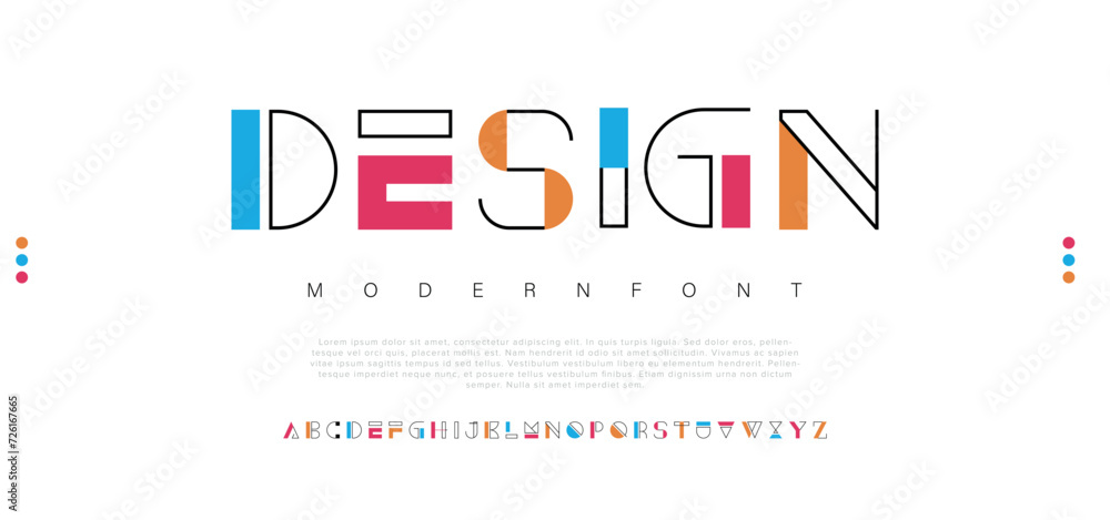 Design Modern abstract digital alphabet colorful font minimal technology typography creative urban. vector illustration	 - obrazy, fototapety, plakaty 