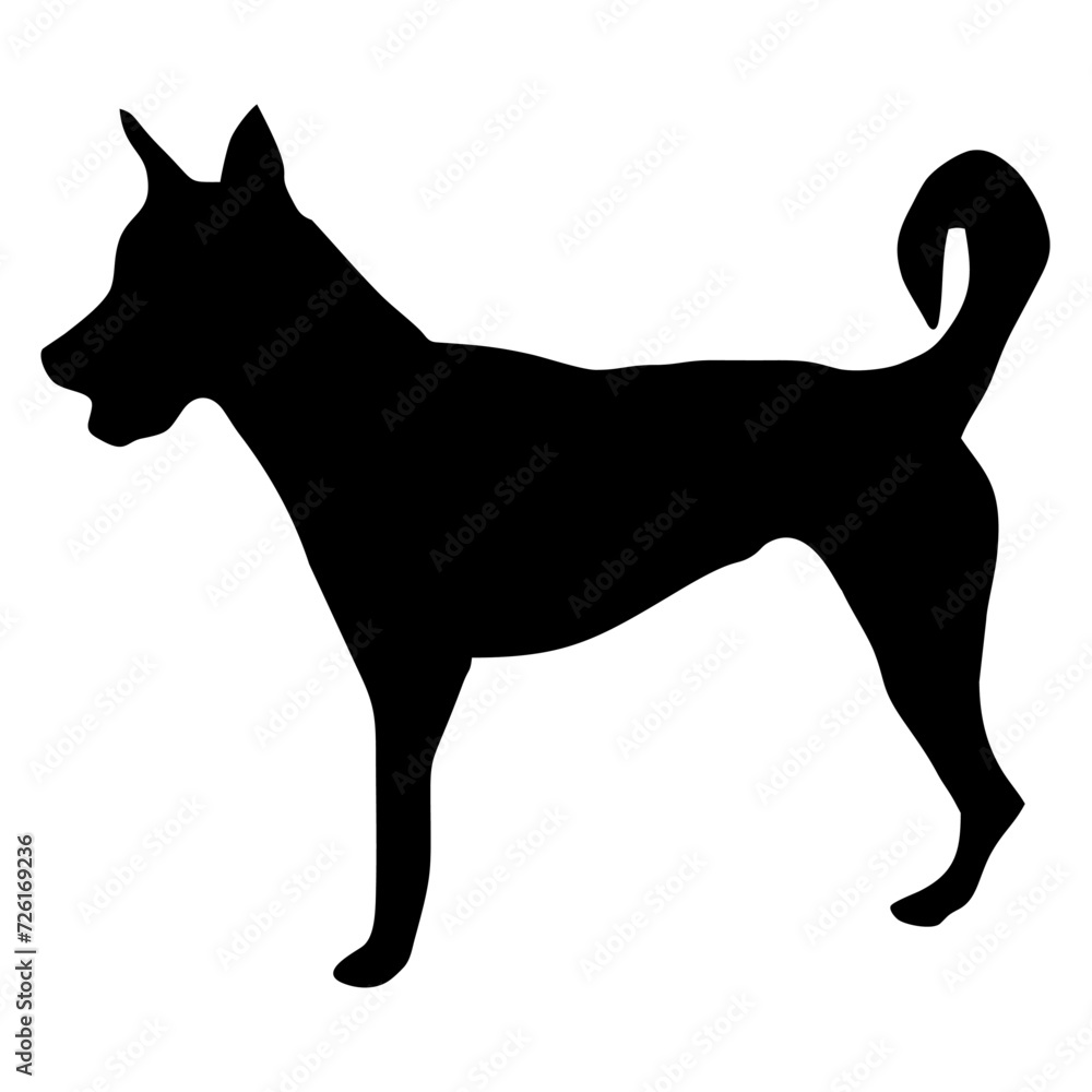 silhouette of a black dog standing