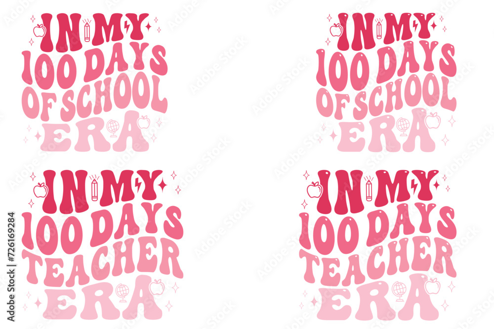 In My 100 Days of School Era, In My 100 Days Teacher Era Retro T-shirt In My 100 Days of School Era, In My 100 Days Teacher Era Retro T-shirt