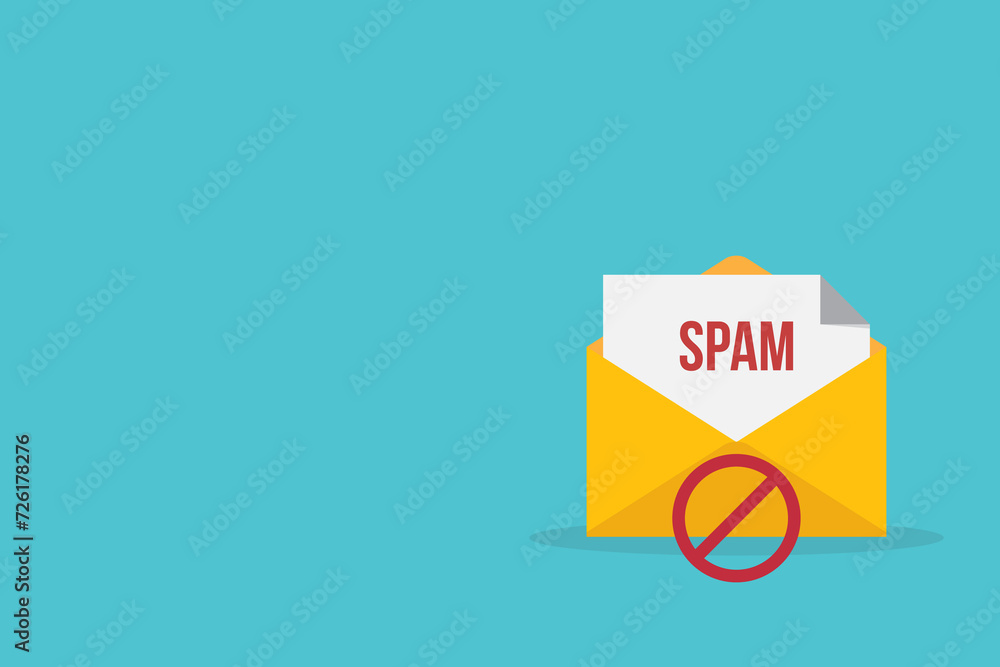 Spamming mailbox icon. Email hacking and spam warning symbol.	 - obrazy, fototapety, plakaty 