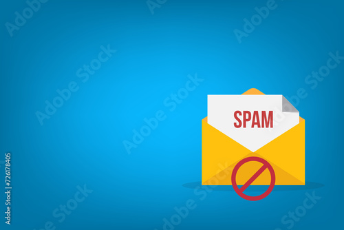 Spamming mailbox icon. Email hacking and spam warning symbol.	 photo