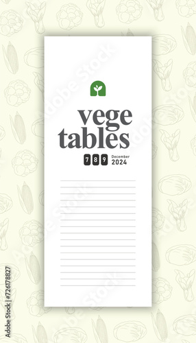 Blank frame design with outline vegetables pattern background 