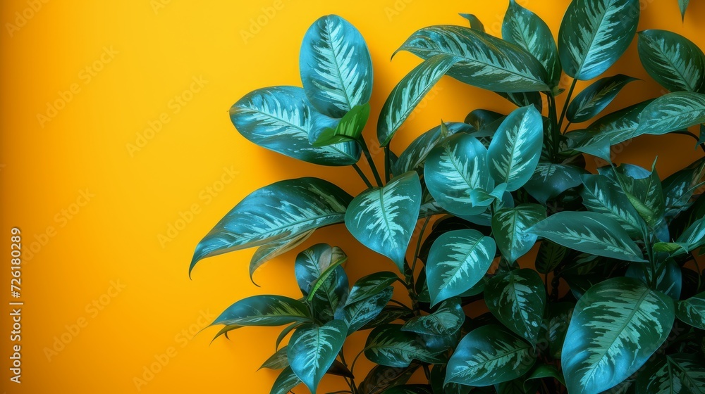Obraz premium Realistic Detailed 3d Exotic Green Leaves Background. - Generative AI