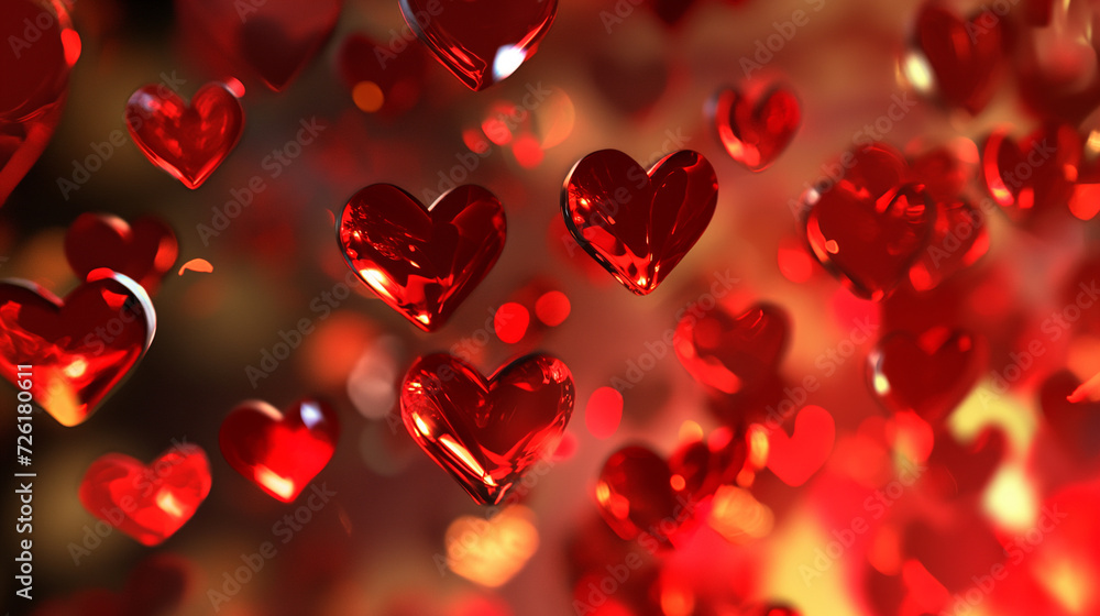 Abstract hearts background with bokeh
