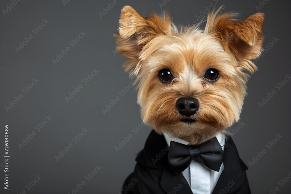 Dog animal in a business suits at the studio on isolated background. Generative Ai