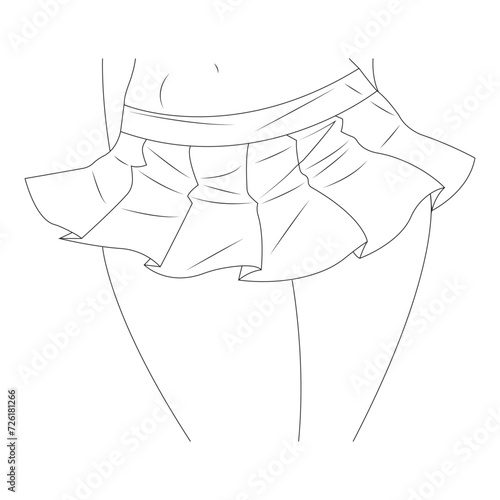 Silhouette in a mini skirt with slender legs in a minimalist style. The concept of slender beautiful legs. Design for decor, tattoos, logo, shops, t-shirt prints and clothing. Isolated vector