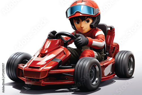 young boy raced on sport kart. sports man