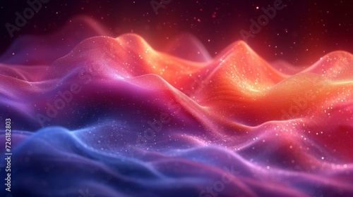 3d rendering of abstract digital landscape with flowing particles and depth of field - Generative AI
