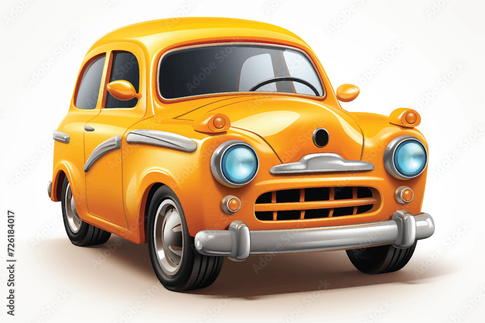 Elegant small retro car isolated on a white background. 3d illustration rendering.