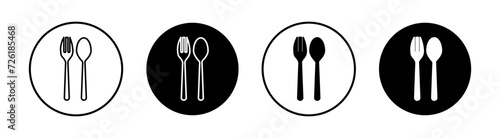 Spoon and Fork Vector Line Icon Illustration.