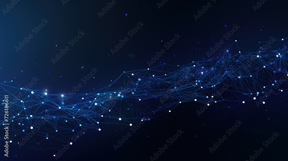Obraz premium Futuristic technology wave. Abstract communication background with connecting dots and lines.,Abstract waves with moving particles. Big data analysis.