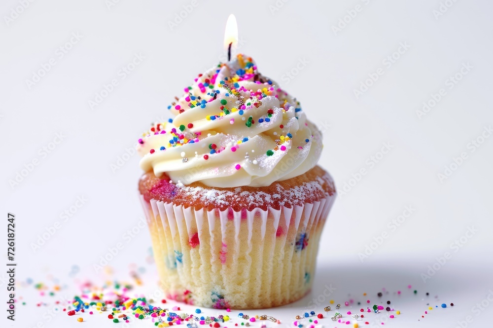 Isolated birthday cupcake with clipping path. Isolated birthday cupcake with clipping path.