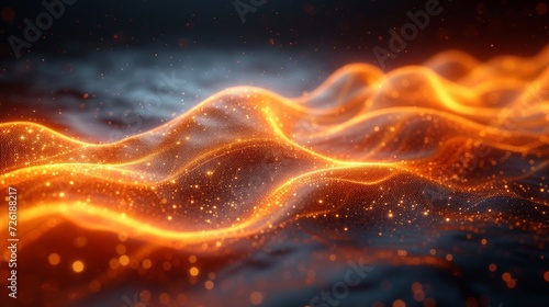 Abstract digital wave of particles. 3d rendering, 3d illustration. - Generative AI © AlexandraRooss