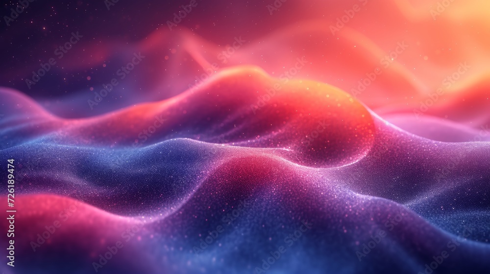3d rendering of abstract digital landscape with glowing particles. Futuristic background. - Generative AI