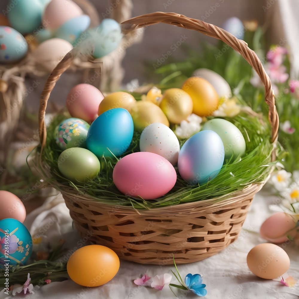 Easter eggs in the basket Easter eggs in the basket