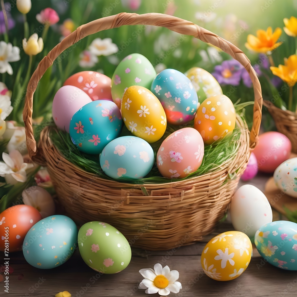 Easter eggs in the basket Easter eggs in the basket