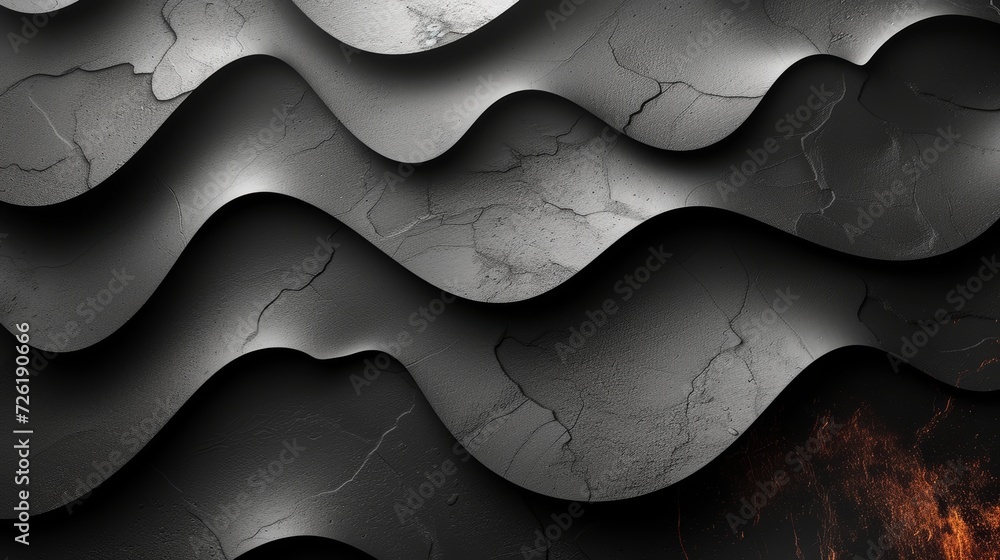 abstract background with black and white wavy pattern. 3d illustration - Generative AI