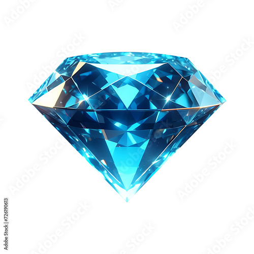 Blue diamond isolated on a transparent background. Generative AI