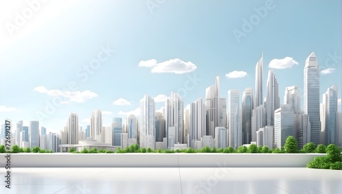 city building White background backdrop with a focus on a solid landscape