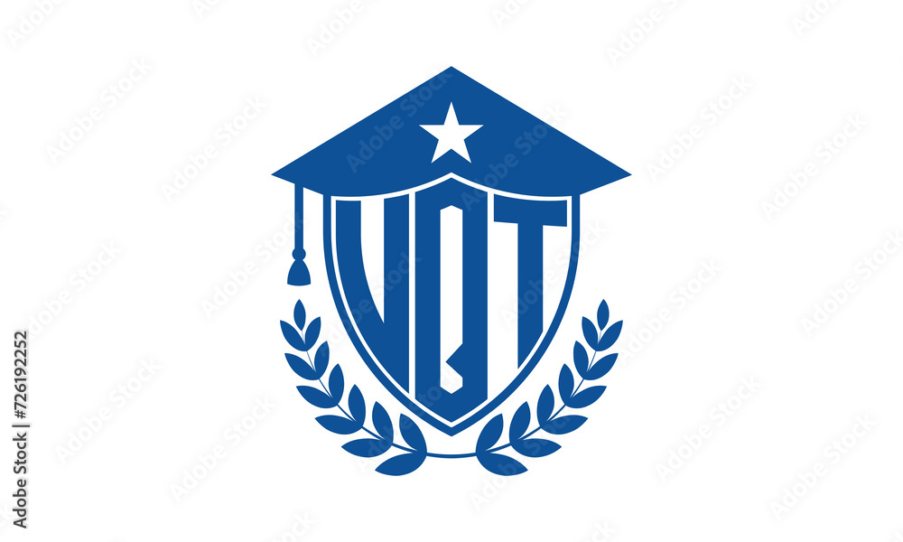 UQT three letter iconic academic logo design vector template. monogram, abstract, school, college, university, graduation cap symbol logo, shield, model, institute, educational, coaching canter, tech UQT three letter iconic academic logo design vector template. monogram, abstract, school, college, university, graduation cap symbol logo, shield, model, institute, educational, coaching canter, tech