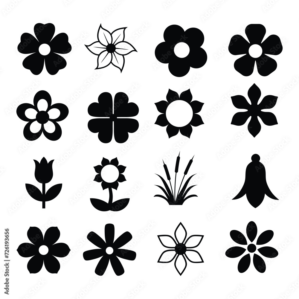 black and white flower set black and white flower set