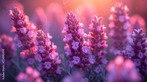 Lavender flowers blooming in the garden. Nature background. - Generative AI