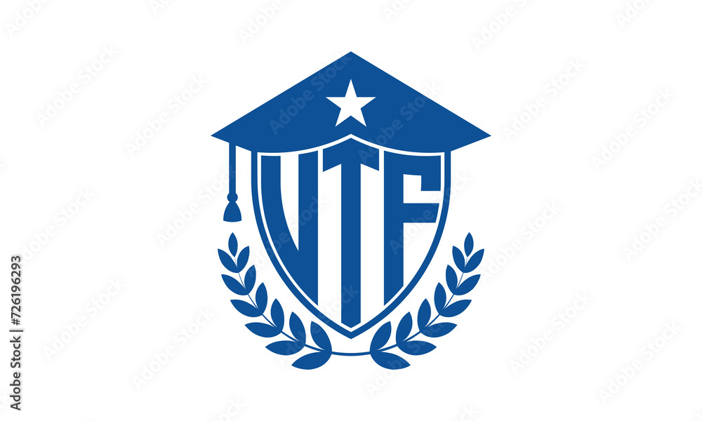 UTF three letter iconic academic logo design vector template. monogram, abstract, school, college, university, graduation cap symbol logo, shield, model, institute, educational, coaching canter, tech UTF three letter iconic academic logo design vector template. monogram, abstract, school, college, university, graduation cap symbol logo, shield, model, institute, educational, coaching canter, tech