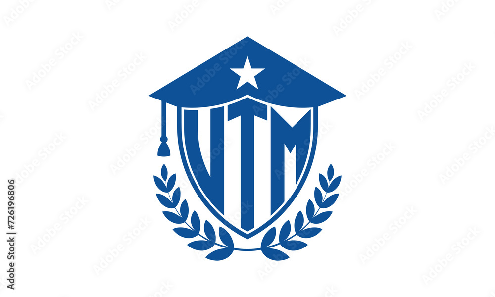 UTM three letter iconic academic logo design vector template. monogram, abstract, school, college, university, graduation cap symbol logo, shield, model, institute, educational, coaching canter, tech UTM three letter iconic academic logo design vector template. monogram, abstract, school, college, university, graduation cap symbol logo, shield, model, institute, educational, coaching canter, tech