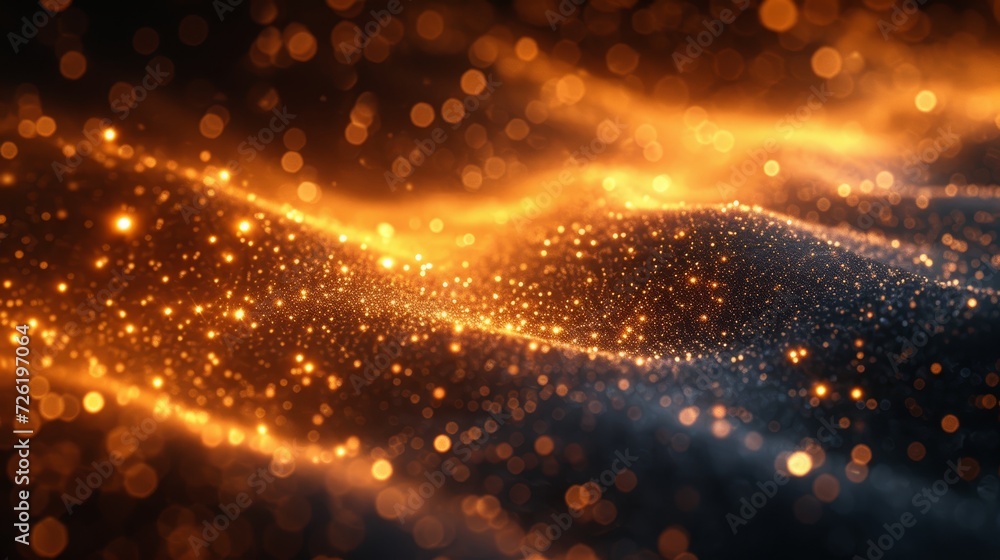 3d rendering of abstract particles wave with depth of field and bokeh effect. Futuristic background with glowing particles. - Generative AI 3d rendering of abstract particles wave with depth of field and bokeh effect. Futuristic background with glowing particles. - Generative AI