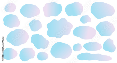 ふわふわした雲形のフレームイラストセット　グラデーション photo