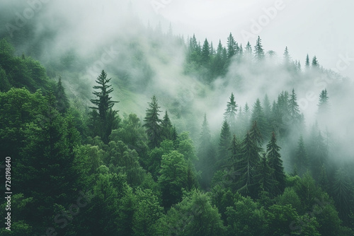 A forest in a misty day - Generative AI