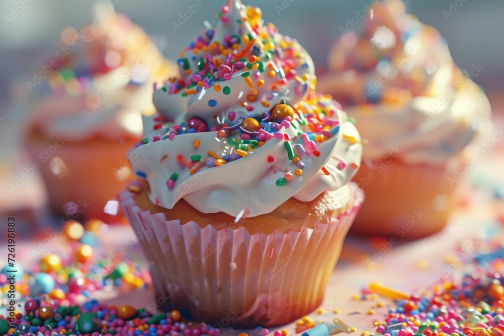 Repeated birthday cupcake celebration. Repeated birthday cupcake celebration.