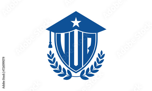 UUQ three letter iconic academic logo design vector template. monogram, abstract, school, college, university, graduation cap symbol logo, shield, model, institute, educational, coaching canter, tech