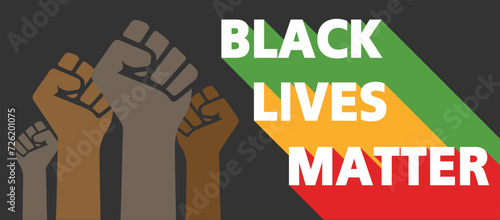 Vector hand sign flat black lives matter banner.