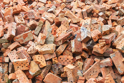 old broken ceramic bricks with voids