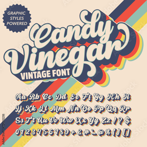 Color Effect Candy Vinegar Script vintage retro bold Font template