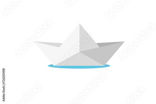 Wallpaper Mural paper boat origami on water wave icon, flat design vector Torontodigital.ca