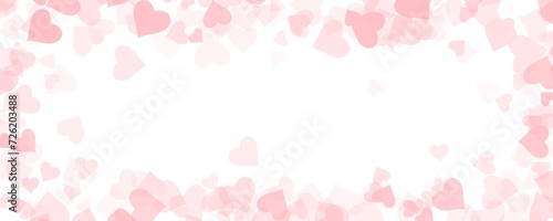 Light Valentine's Day background. Frame of pink hearts for design of cards, invitations, posters.